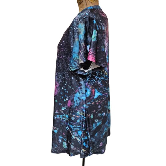 Lily By Firmiana Womens M Abstract Print Short Sleeve Tunic Top Polyester - Picture 4 of 10